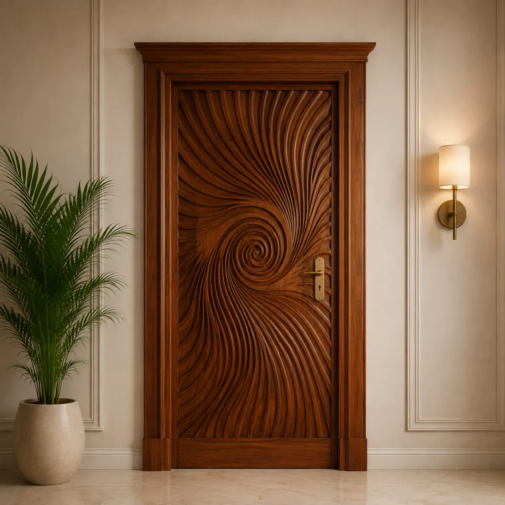 Wooden Carved Spiral Door CP Segun (Premium Teak Wood) — New Priyatama Furniture